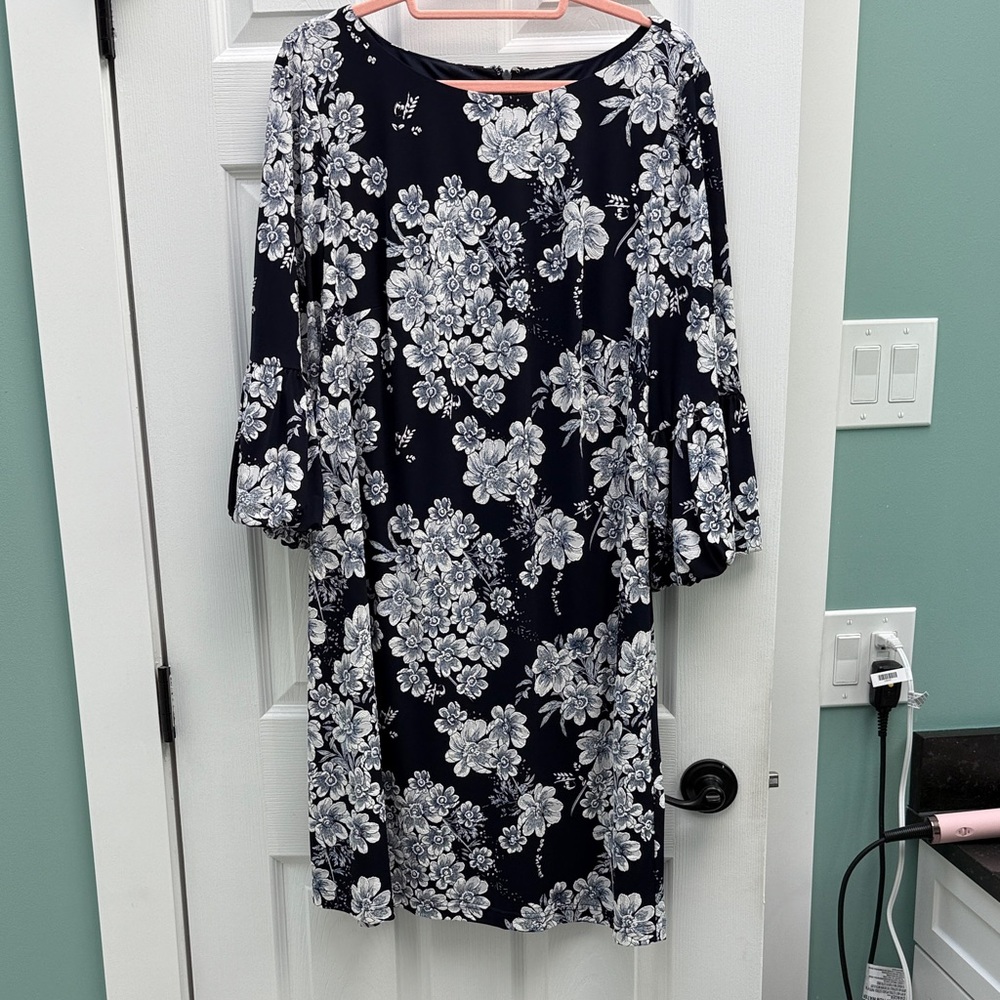 Navy Floral Long Sleeve Dress - Picture 1 of 1